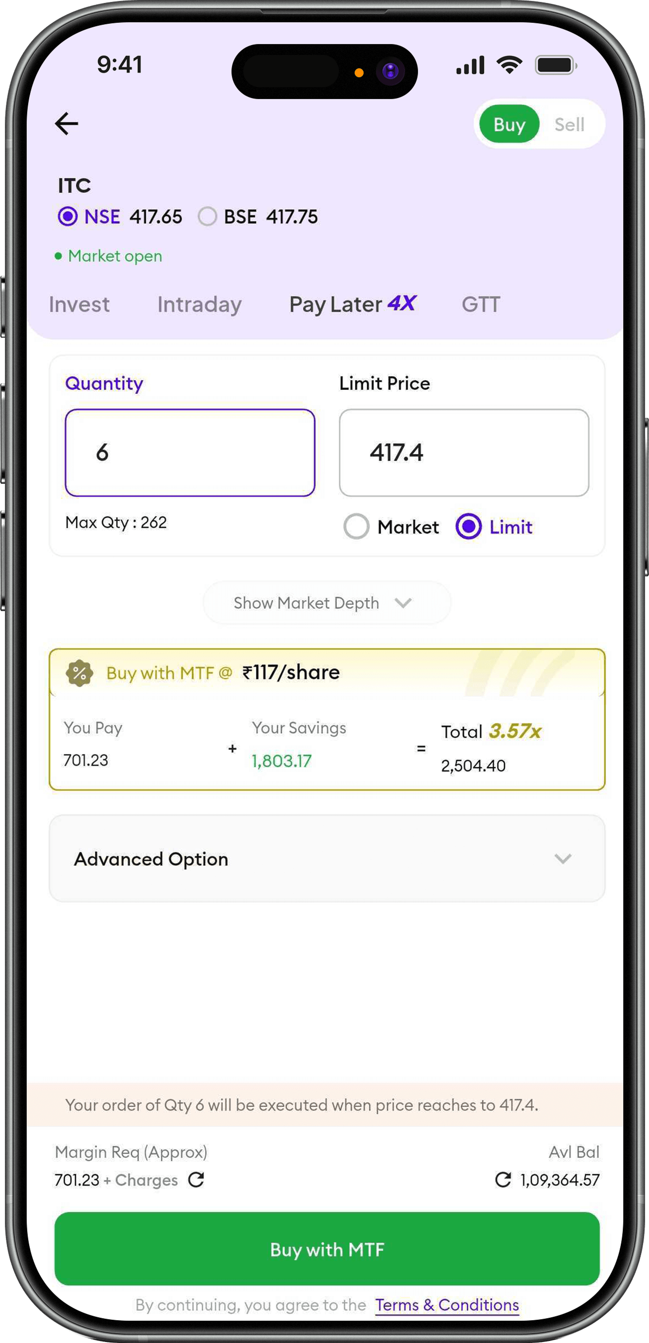 Switch to MTF Mode & Buy
